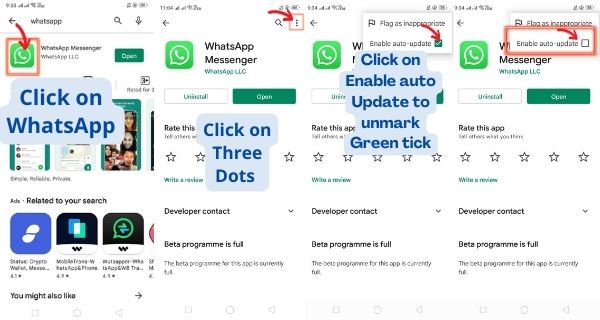 Disable Automatic Update of WhatsApp