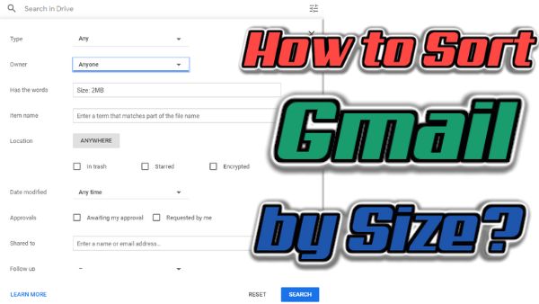 How to Sort Gmail by Size?