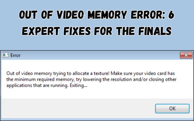 Out of Video Memory Error