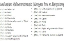 Delete Shortcut Keys in a laptop